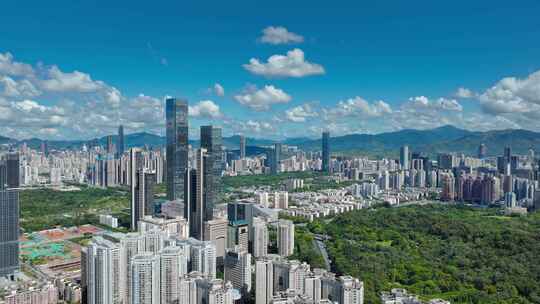 城市高楼全景俯瞰深圳航拍延时画面