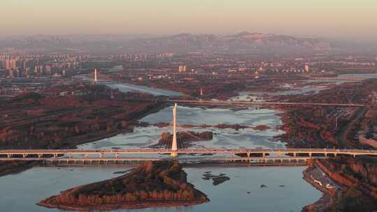 石家庄地标 复兴大街 滹沱河 湿地  初冬