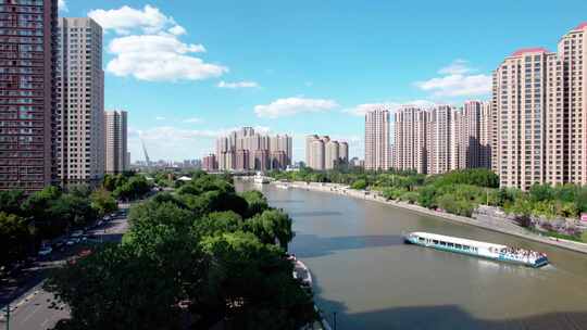 天津海河永乐码头游船观光城市风景