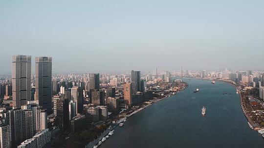 上海黄浦江两岸城市建筑风光航拍