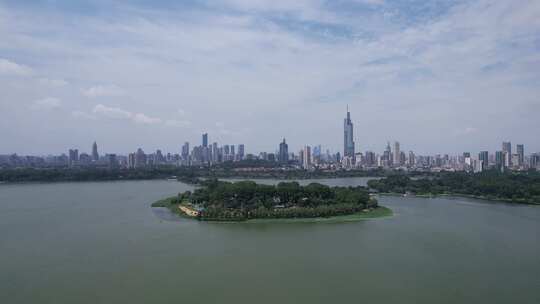 江苏南京城市大景玄武湖航拍