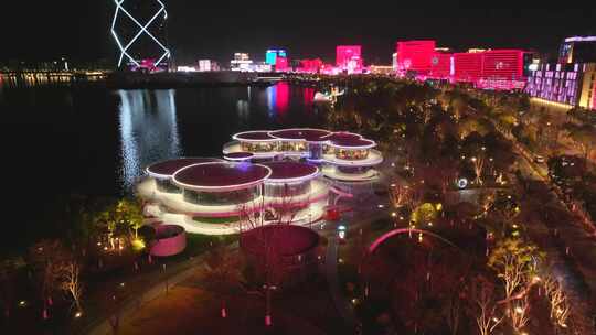 上海滴水湖夜景灯光秀  城市夜景 灯火辉煌