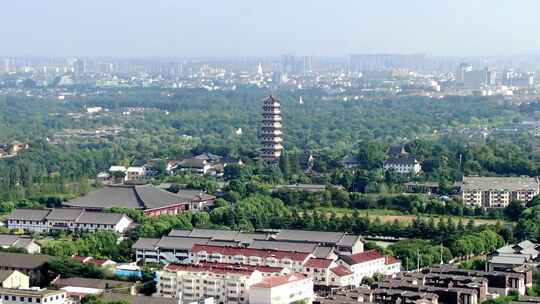 航拍瘦西湖风景区大明寺栖灵塔观音山景区