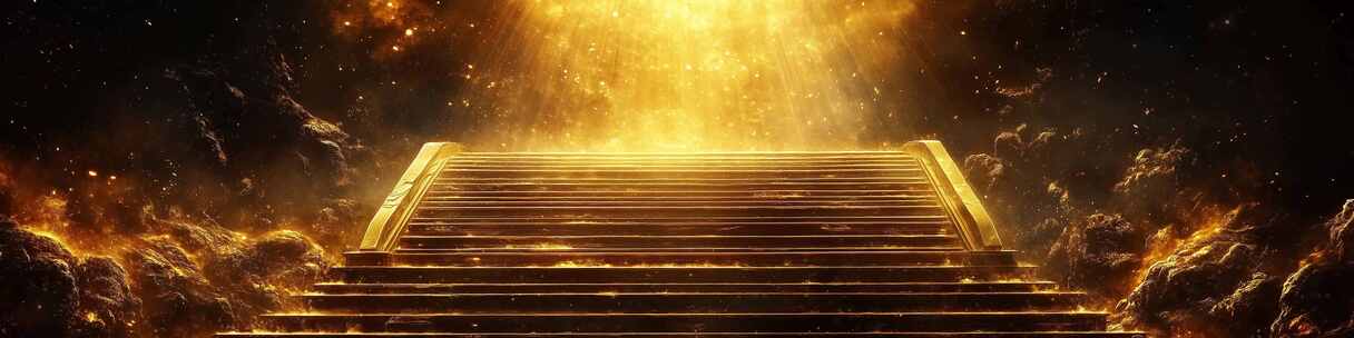 金色光芒下的梦幻阶梯