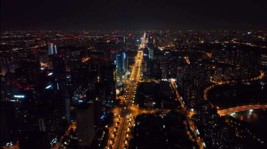 疫情下的天府大道夜景4K