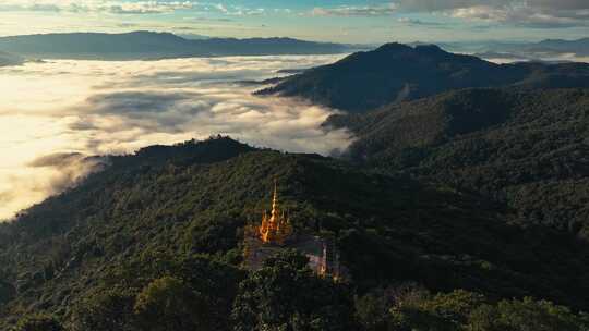 云南普洱景迈山云海日出航拍