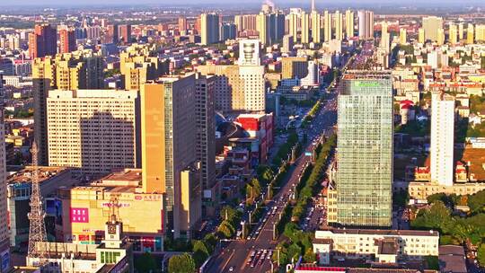 东北辽宁盘锦城市风景航拍街道