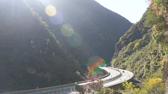 秦岭山脉秋季风景视频素材模板下载