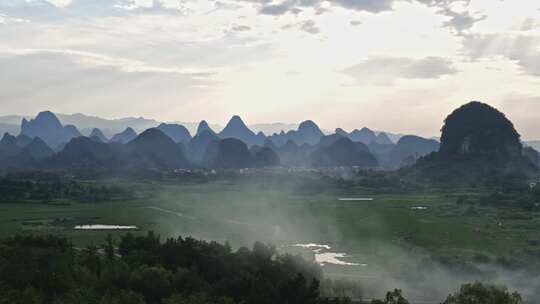 山村田园山水风光全景