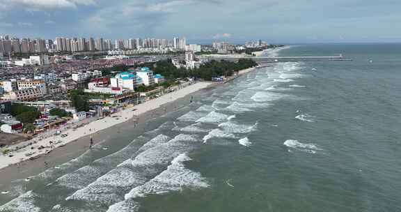 北海侨港海滩海景航拍