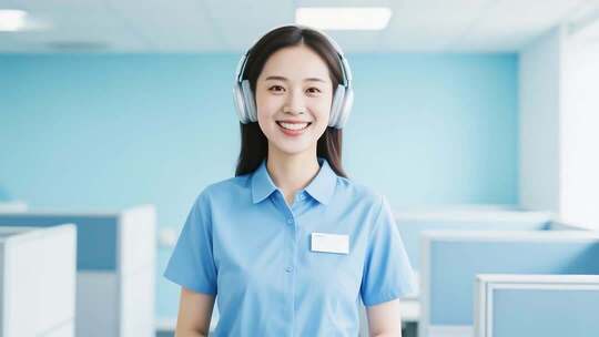 客服女性办公室微笑画面