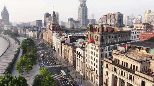 上海外滩建筑街景俯瞰