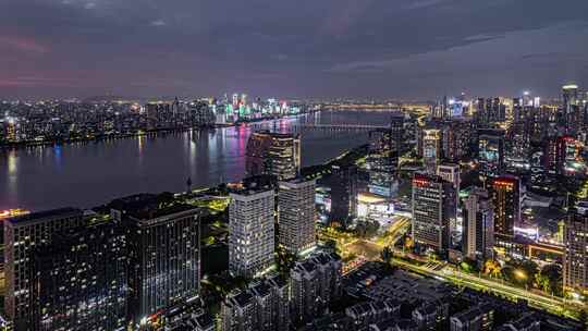 杭州滨江区夜景延时