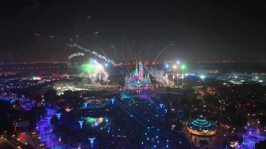 上海迪士尼乐园夜景航拍