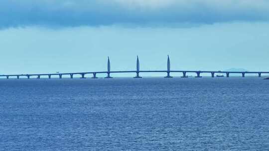 广东珠海情侣路海滩珠港澳大桥高空航拍