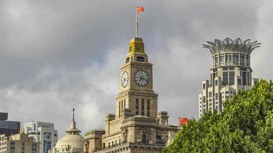 上海外滩海关大楼钟楼时钟金光外滩中心延时