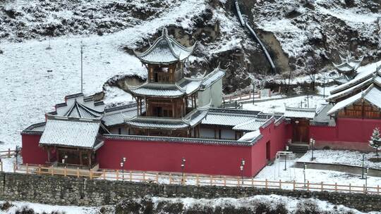 阿坝州松潘古城雪景素材