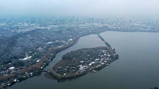 杭州西湖苏堤雪景视频素材模板下载