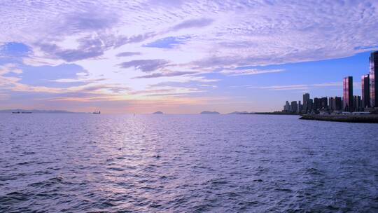 大连滨海公园清晨日出朝霞唯美海景自然风光