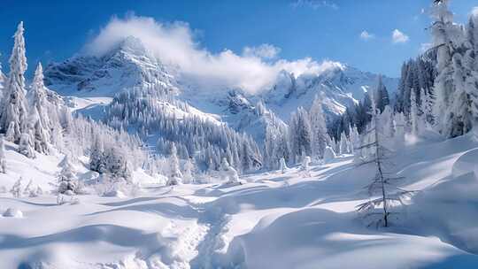 日出雪山山峰山脉云海唯美雪景风景风光ai