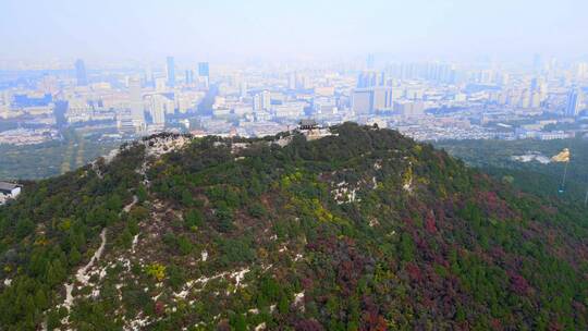 航拍山东济南著名景点千佛山风景区视频素材模板下载