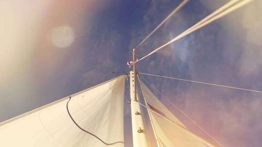 帆船的风帆航行远洋视频素材模板下载