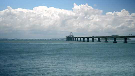 4K升格实拍海边远眺广东省南澳岛大桥视频素材模板下载