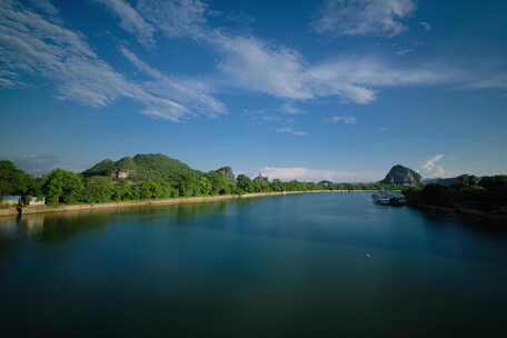 广西桂林山水漓江风景穿山塔山公园延时