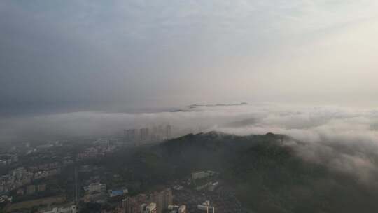 珠海 日出 平流层 航拍 薄雾视频素材模板下载