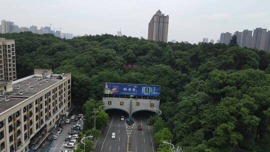 航拍湖南岳阳金鹗山公园