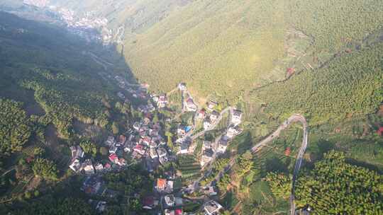 杭州富阳安顶山山村风景航拍