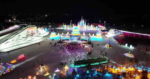 长春冰雪新天地夜景航拍