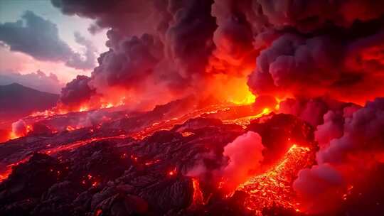 末日活火山爆发喷发岩浆自然灾害素材原创富视频素材模板下载