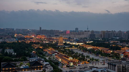 西安 大雁塔 日转夜 延时 不夜城