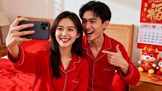 新年情侣温馨浪漫家庭家人春节人物
