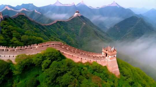 航拍中国长城自然风光