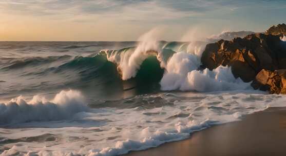 大海海浪阳光海洋浪花海水大气震撼开场片头