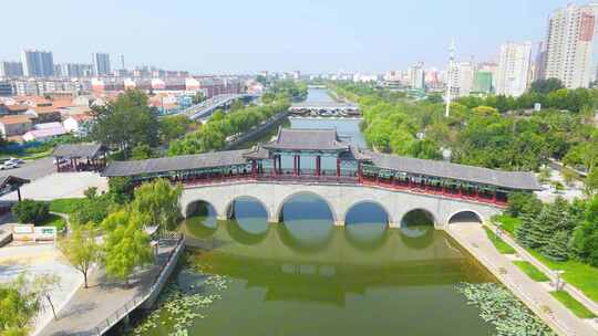 济宁市鱼台县  孝贤大道 运河 鱼台县航拍