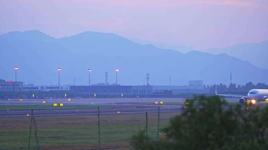 宁波栎社国际机场飞机起飞降落风景