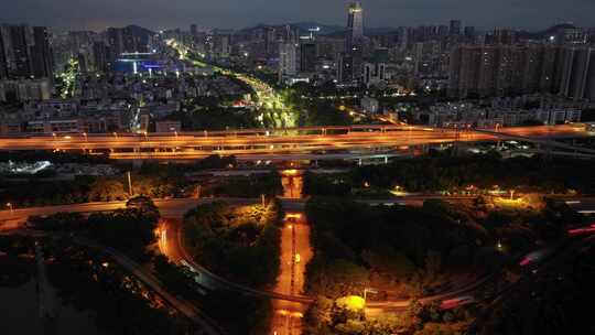 深圳南山区高速公路夜景航拍