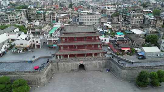 广东潮汕旅游地标潮州古城广济楼广济桥航拍