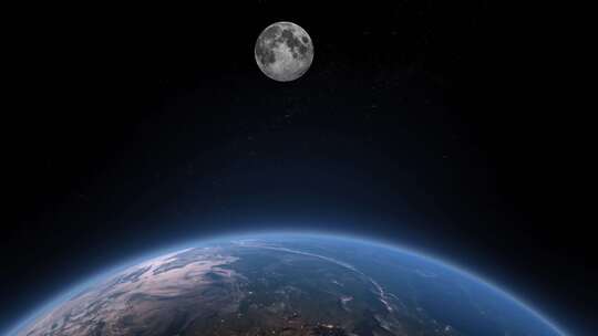 地球自转月球绕着地球公转视频素材模板下载