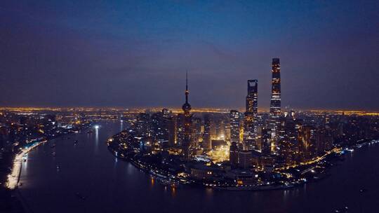 凌晨的上海航拍
