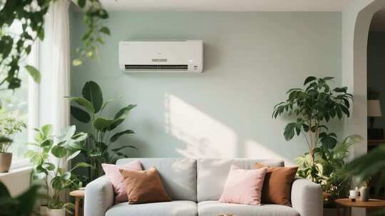 室内客厅沙发空调绿植场景