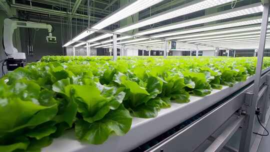 现代农业蔬菜大棚内部场景