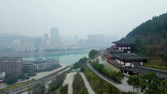 广元皇泽寺景区航拍风景