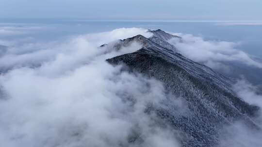 浙江丽水遂昌白马山森林公园4K云海雪景航拍