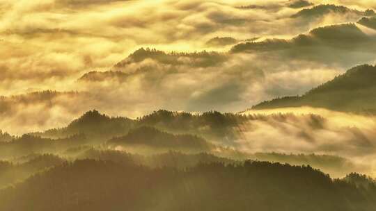 安徽黄山休宁徽州地区日出晨雾风光