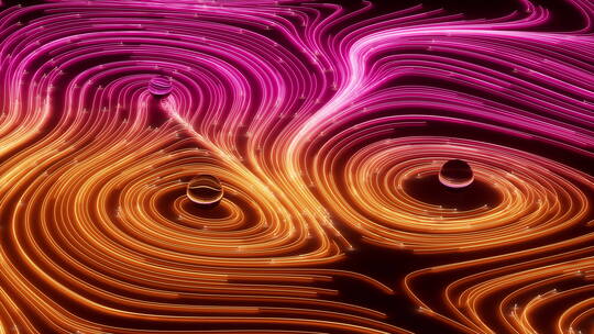 发光流动的粒子线条动画3D渲染