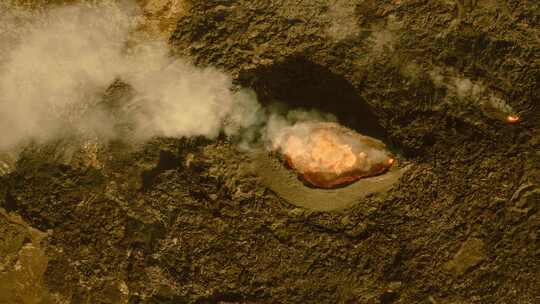 航拍火山岩浆沸腾